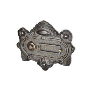 Plaque de sonnette Art Nouveau | laiton patiné foncé ancien | plaque de sonnette avec bouton de sonnette| sonnette ancienne A9111